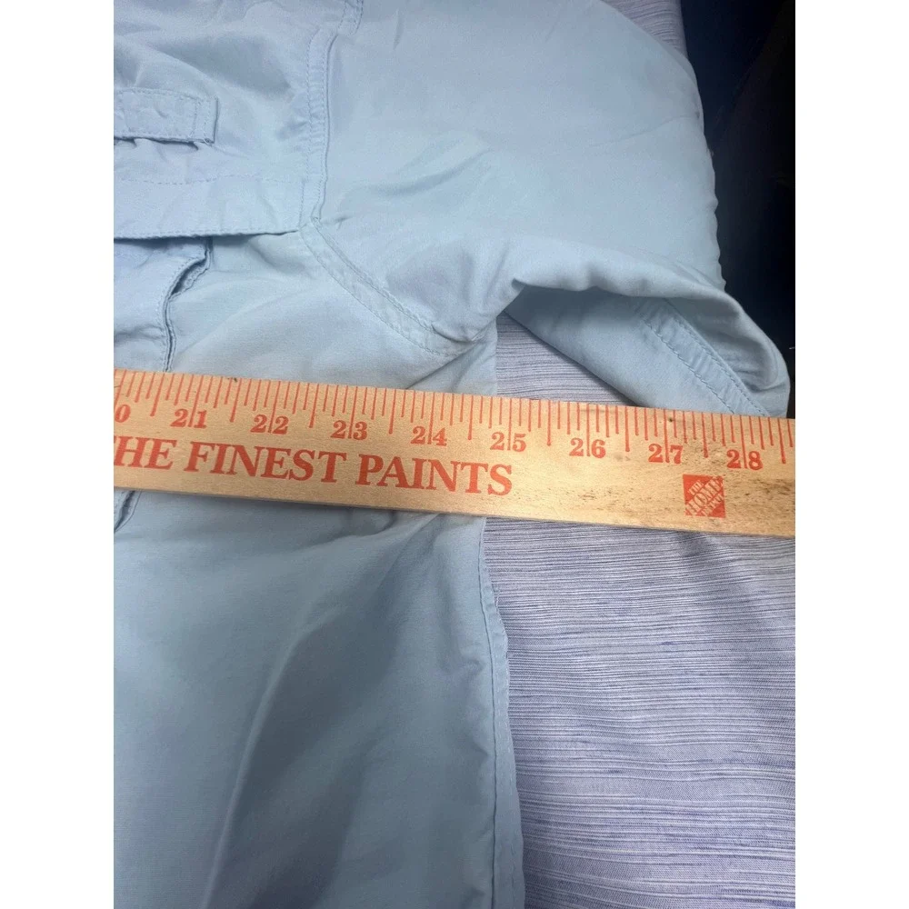 LL Bean Mens Large Blue Long Sleeve Vented Fishing Shirt 192202 Nylon Blend